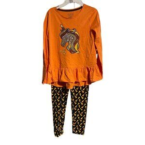Spooky Night Halloween Outfit Top Leggings Girls L 10/12 L Unicorn Candy Corn